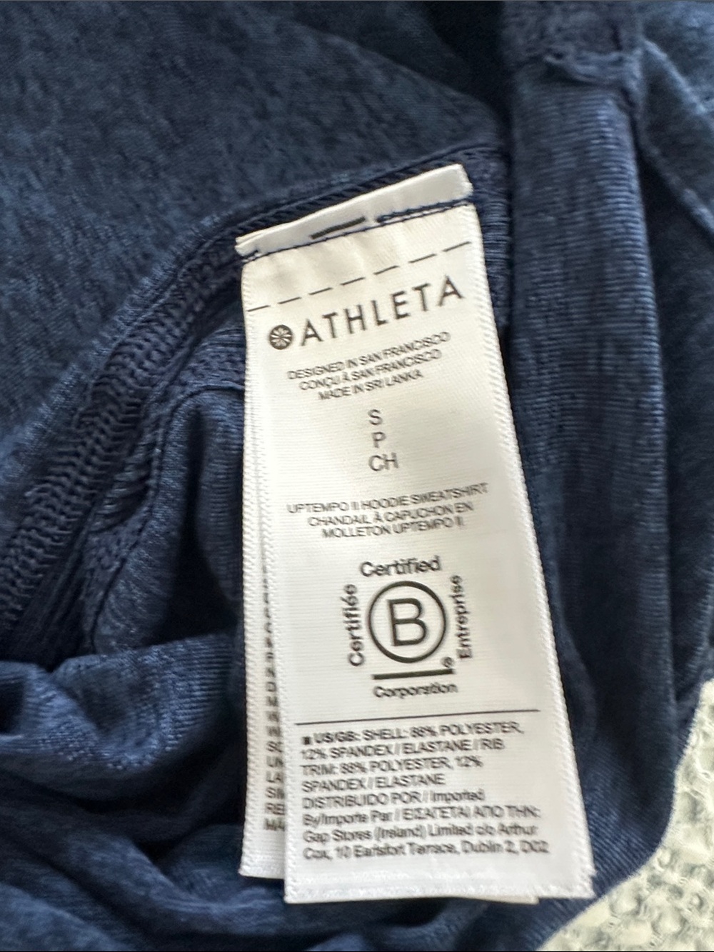 Athleta Heathered Navy Hooded Sweatshirt Top - Picture 3 of 4
